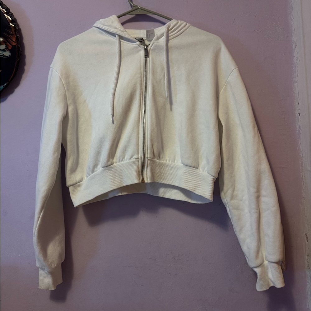 Divided women’s Large size White Cropped Hoodie